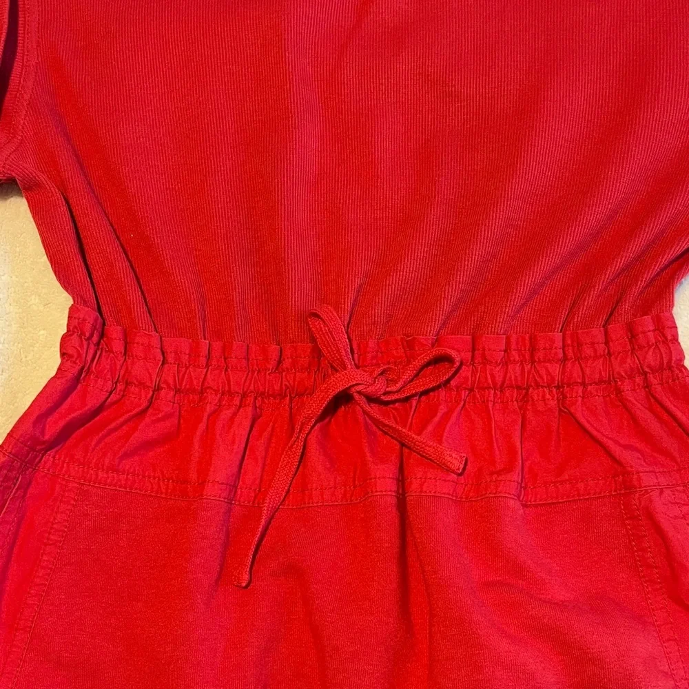 Daily Practice Red Mini Dress Short Sleeve Drawstring Waist Pockets Size XXS - Picture 3 of 6